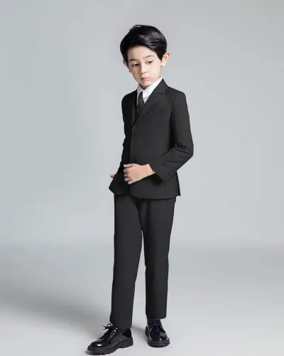 Vista 4 de YuanLu Trajes para niños 5 piezas Slim Fit Royal Blue Boy Suit