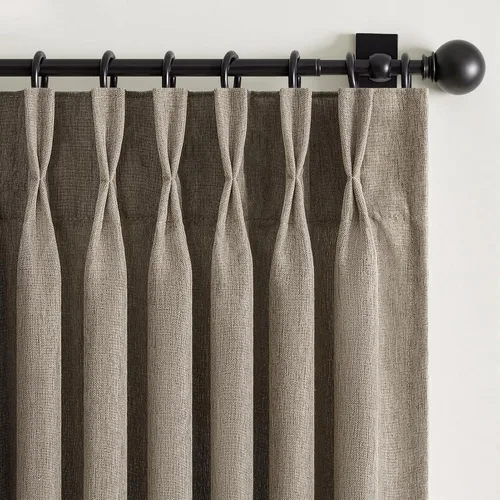 Vista 22 de 2 paneles de cortinas plisadas de lino beige de 84 pulgadas de largo, para dormitorio y sala de estar, cortina plisada con ganchos y pestaña trasera