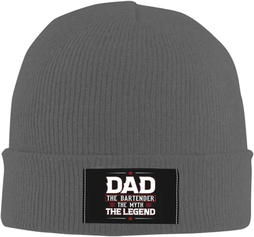 Vista 2 de LIICHEES Dad The Bartender The Myth Thelegend Beanie Hat for Men Women Hats Warm Cozy Knitted Caps Black Skull Cap