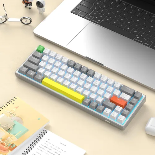 Vista 7 de MageGee SKY68 - Teclado mecánico para juegos, 68 teclas intercambiables en caliente, compacto con retroiluminación LED azul, teclado ergonómico