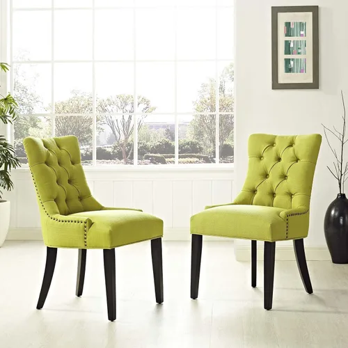 Vista 7 de Modway Regent Modern - Sillas de comedor tapizadas de tela copetuda con ribete de clavos en granito