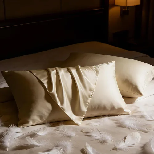 Vista 11 de BHZ Almohada estándar de plumas de ganso con funda de almohada de satén, almohada de cama de lujo de la colección de hotel para dormir, soporte