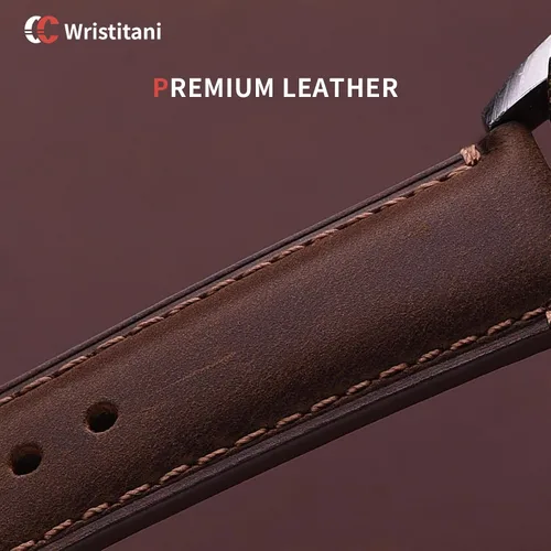 Vista 4 de Wristitani 3 Pack Leather Watch Strap, 20mm 22mm Top Genuine Leather Watch bands for Men, Quick Release Vintage Wristband