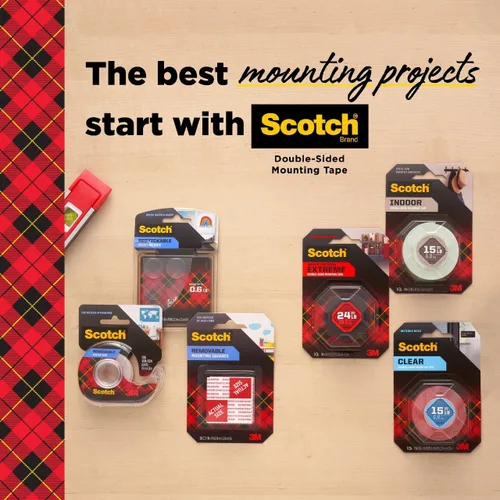 Vista 9 de Scotch-Mount Cinta adhesiva extraíble para pósters, 3/4" x 150" (12.5 ft), transparente, viene con un dispensador conveniente, adhesivo de doble