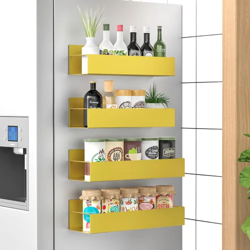 Vista 34 de HuggieGems Paquete de 6 organizadores magnéticos de almacenamiento de especias para refrigerador y horno, organizadores negros para nevera