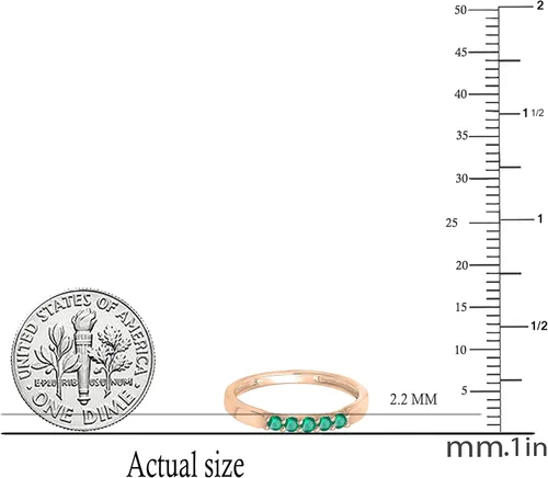 Vista 149 de Dazzlingrock Collection Anillo de boda redondo de 5 piedras preciosas o diamantes para mujer en oro macizo de 10 K/14 K/18 K