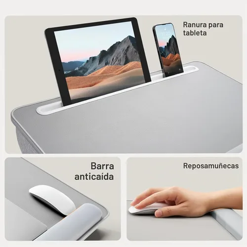 Vista 6 de HUANUO Escritorio para Cama y Computadora Portátil, Bandeja para Computadora Portátil para Cama, Sofá, Escritorio de Regazo para Trabajar, Comer
