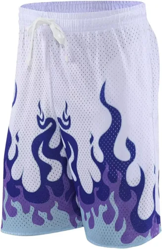Vista 3 de BOOMLEMON Pantalones cortos de baloncesto para hombre, pantalones cortos deportivos de entrenamiento casual con estampado gráfico de malla