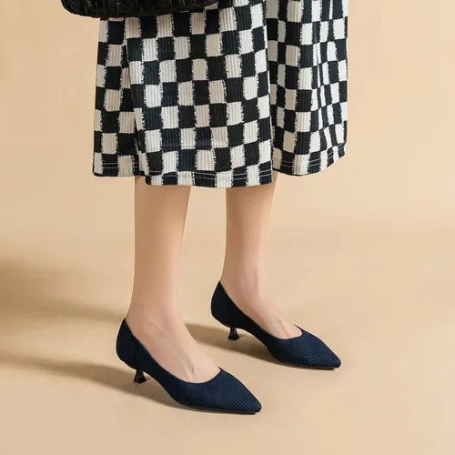 Vista 5 de youngshow Zapatos de tacón bajo para mujer, cómodos zapatos de cuña de punto formales y elegantes, zapatos de cuña para mujer, zapatos clásicos
