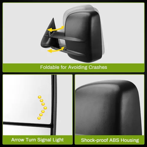 Vista 2 de AUTOSAVER88 Espejos de remolque compatibles con Chevy Silverado GMC Sierra 2007-2014, juego de espejos de remolque con calefacción eléctrica