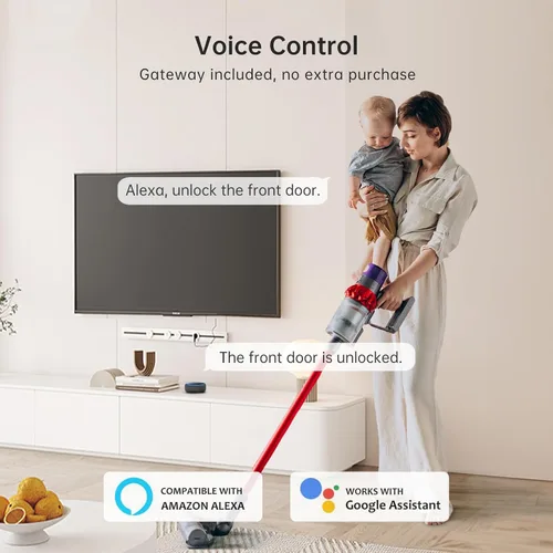 Vista 4 de Cerradura de puerta inteligente WiFi: cerradura de puerta de entrada sin llave con asa, cerradura inteligente de huellas dactilares con 2 perillas