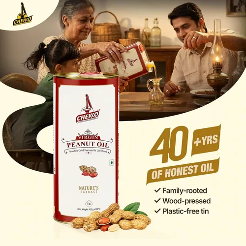 Vista 8 de Chekko Aceite de cacahuete prensado en frío 1 litro (33 onzas líquidas)