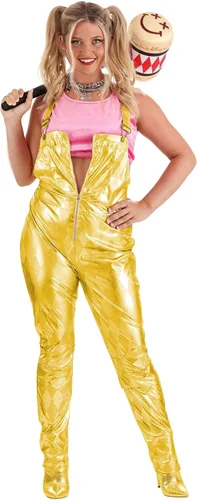 Vista 7 de Disfraz de Harley Quinn de Gold Overalls para mujer