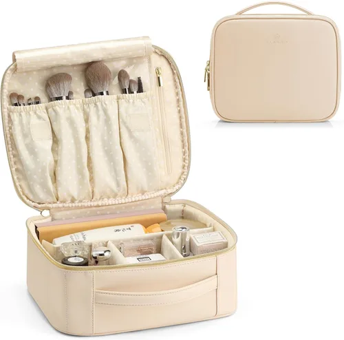 Vista 9 de Vlando - Bolsa de maquillaje de viaje, organizador de bolsa de maquillaje, ideas de regalo para mujeres y niñas, bolsa de almacenamiento