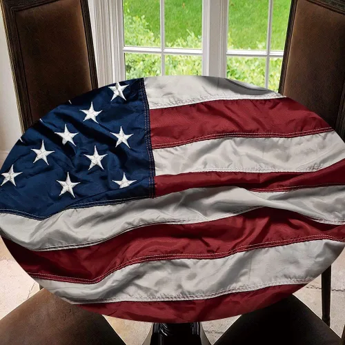 Vista 8 de Mantel redondo ajustable con protector elástico de bandera estadounidense del 4 de julio, mantel impermeable a prueba de aceite, mantel de 40 Tipo 30