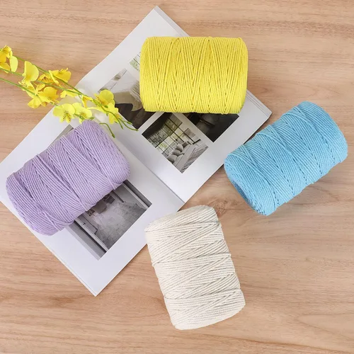 Vista 7 de Cordón de macramé 3mm x 300m Cuerda de macramé 100% algodón natural Cordón de algodón trenzado de 4 hebras para manualidades DIY, adornos