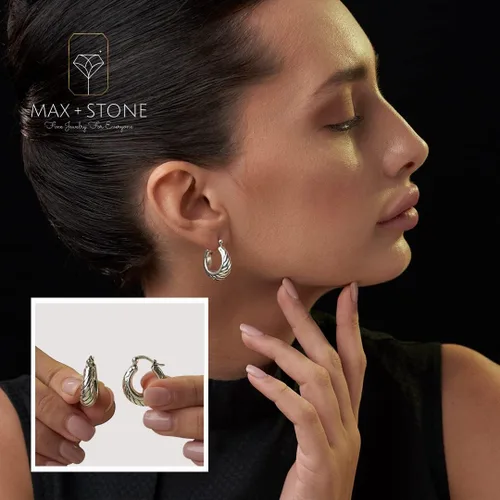 Vista 2 de Sterling Silver Lightweight Click Top Hoop Earrings in Various Styles