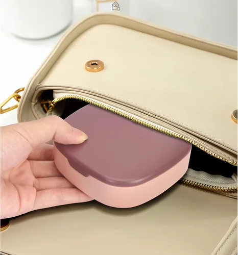 Vista 4 de Unaikoo Organizador de joyas de viaje pequeña caja de joyería con espejo organizador de joyas de plástico para niñas y mujeres mini soporte