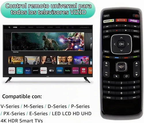 Vista 2 de Nuevo control remoto universal Vizio para todos los televisores de la marca VIZIO, Smart TV