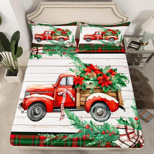 Vista 36 de Juego de sábanas con diseño de Papá Noel y muñeco de nieve para niños, niñas y niños, de temática navideña, juego de cama con diseño de árbol