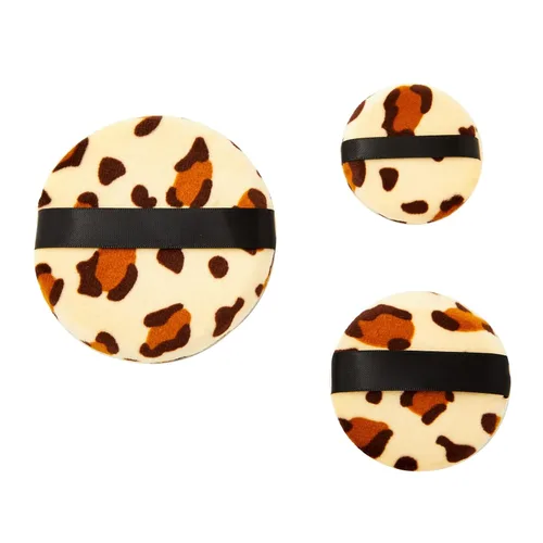 Vista 9 de Glamlily Polvo con estampado de leopardo, aplicadores de maquillaje de poliéster de espuma suave, almohadillas de maquillaje con estampado