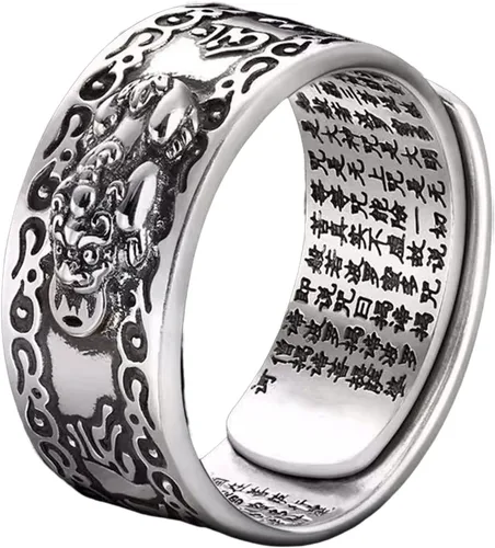 Vista 4 de Anillo de Feng Shui ajustable decorativo ligero masculino chino Feng Shui Pixiu anillo de dedo joyería retro
