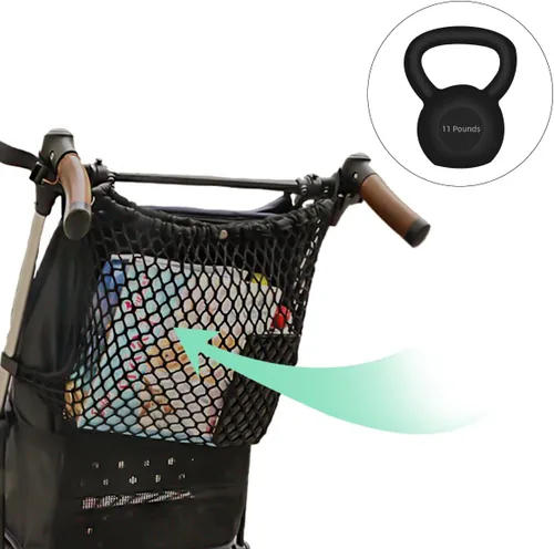 Vista 4 de Organizador de cochecito extra grande, espacio de almacenamiento universal, malla de carga, bolsa colgante para carrito de cochecito, accesorios