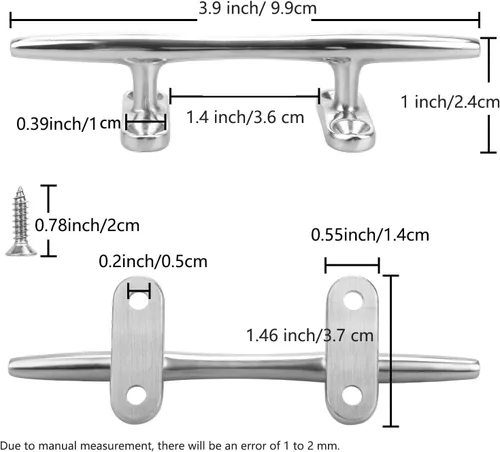 Vista 3 de Boat Dock Cleat 4"/5"/6", Boat Cleat Open Base, Marine Heavy Duty 316 Stainless Steel with 8 Pcs Screws