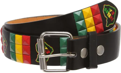 Vista 7 de Cinturón de piel con tachuelas Snap On, estilo punk, con estrella y pirámide, diseño de cuadros a cuadros Negro/Blanco