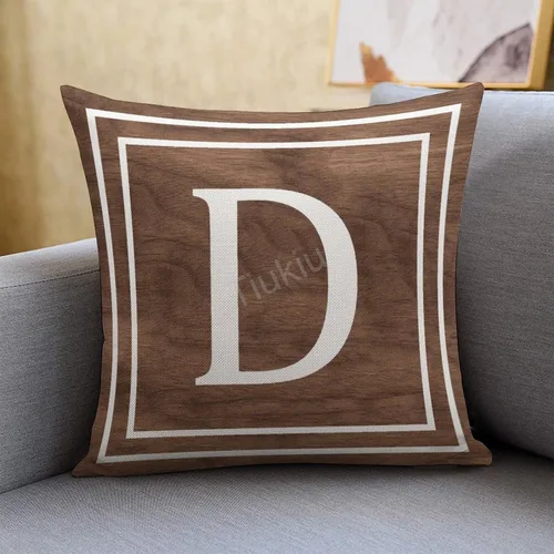 Vista 4 de Funda de almohada decorativa con diseño de letras blancas y monograma D, para sofá, dormitorio, automóvil, 16 x 16 pulgadas