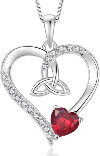 Vista 22 de Collar de corazón con nudo celta de plata de ley 925, collar con colgante para mujer, joyería de piedra natal