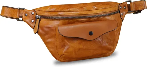 Vista 3 de Riñonera de cuero genuino para mujeres y hombres, bolso cruzado de cuero real vintage, bolso cruzado de moda para la cintura