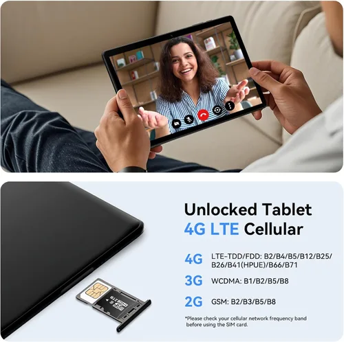 Vista 3 de Topsand Tablet Android 15 de 10 pulgadas con ranura para tarjeta SIM desbloqueada, teléfono tablet 4G celular, Octa-Core, 12GB+64GB, ampliable a