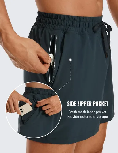 Vista 5 de CRZ YOGA Pantalones cortos de entrenamiento sin forro para hombre de 5 pulgadas, ligeros, de secado rápido, para correr, deportes, atletismo