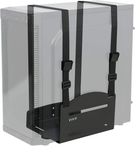 Vista 8 de VIVO Soporte universal de pared para PC, soporte de acero ajustable, carcasa de computadora, soporte de correa de CPU de marco abierto, negro