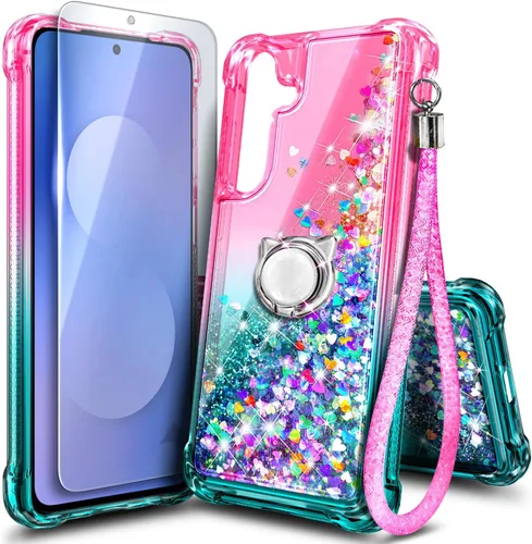 Vista 106 de NGB - Funda para teléfono Samsung Galaxy S9, color aguamarina/morado, bonita funda con purpurina líquida para mujeres y niñas, con protector