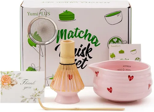 Vista 8 de Juego de 9 piezas de matcha con batidor de bambú, gris retro