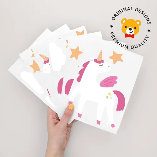 Vista 7 de Teddylabels - Alicorn - Pegatinas de pared fáciles de aplicar y extraíbles: Transforma el dormitorio de tu niño pequeño con decoración de pared