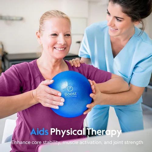 Vista 4 de Pelota de ejercicio pequeña, mini pelota de pilates de 9 pulgadas con guía de ejercicios, pequeña pelota de entrenamiento para estabilidad, fitness