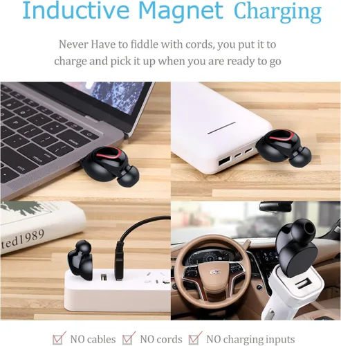 Vista 4 de Mini auricular Bluetooth único pequeño auricular inalámbrico invisible, auricular individual con 6 horas de tiempo de reproducción para iPhone