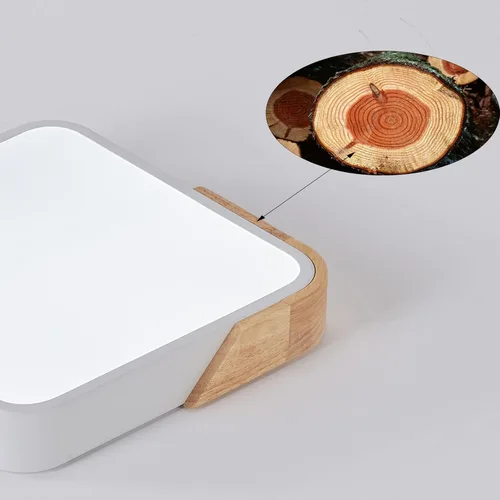 Vista 3 de Lámpara de Techo, LED de Montaje Empotrado de 24W, Luminaria Moderna de Madera Plafón para Dormitorio, Sala de Estar, 12 Pulgadas, Blanco Frío 6500K
