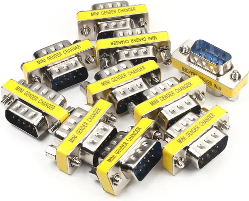 Vista 7 de Fielect DB15 VGA cambiador de género de 15 pines hembra a macho de 3 filas de ángulo recto Mini cambiador de género adaptador conector para 15pin