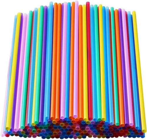 Vista 13 de 100 popotes desechables largos de plástico coloridos. (0.23 pulgadas de diámetro y 10.2 pulgadas de largo)