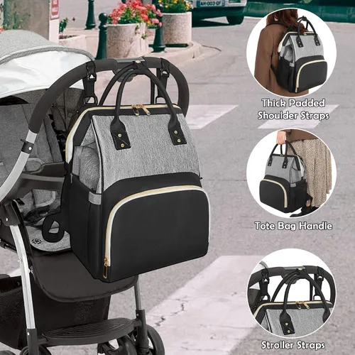 Vista 6 de Mochila para pañales Femuar, multifuncional, para maternidad, bolsa de pañales para bebés, de gran capacidad, para niñas y niños, mochila de viaje