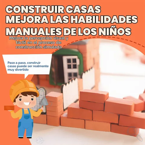 Vista 4 de Knight Bricklayer - Juego de construcción de ladrillo y mortero de arcilla, mini ladrillos y bloques de cemento, kit de mini casa de bricolaje