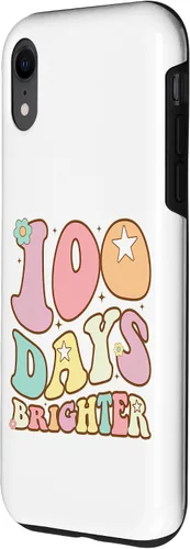 Vista 2 de 100 Days Brighter Happy 100th Day of School Groovy Kids Girl Case for iPhone XR
