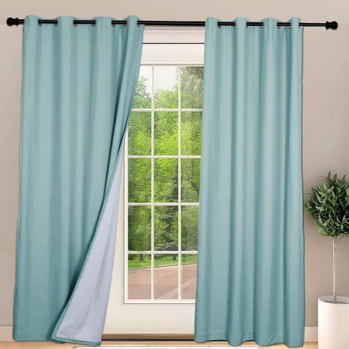 Vista 39 de Frelement Cortinas opacas extralargas de 108 pulgadas de largo, para sala de estar, cortinas de lino con bloqueo de luz, cortinas con aislamiento