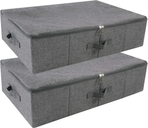 Vista 15 de iwill CREATE PRO Contenedores organizadores plegables de almacenamiento para zapatos debajo de la cama con tapa, cesta organizadora de ropa debajo