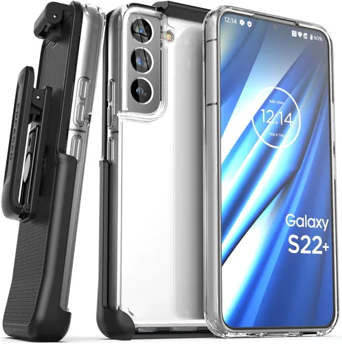 Vista 3 de Encased Funda con clip para cinturón de Samsung Galaxy S22 Plus, parte trasera transparente diseñada para Samsung Galaxy S22 Plus, funda protectora