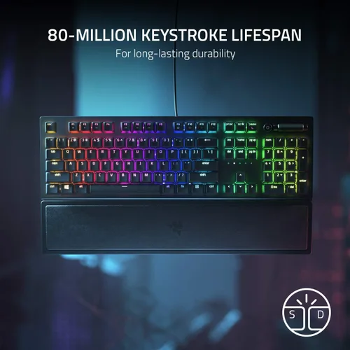 Vista 7 de Teclado mecánico para juegos Razer BlackWidow V3 Teclas mecánicas verdes - Táctil y sonoro - Iluminación RGB Chroma - Factor de forma compacto